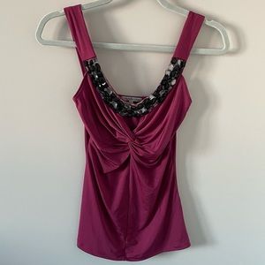 Charlotte Russe Beaded Embellished Neckline Tank Top Camisole - Purple/Pink